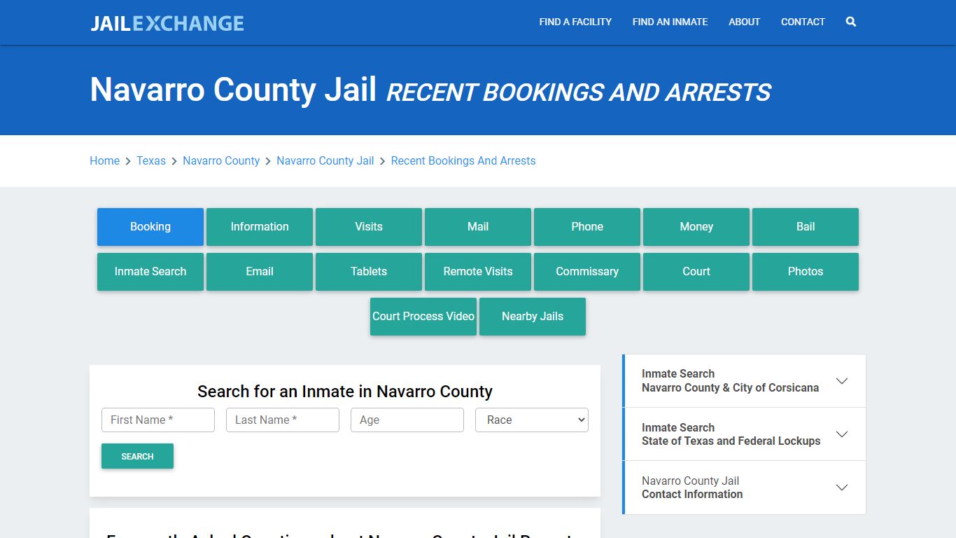 Navarro County Jail Recent Bookings And Arrests - Jail Exchange