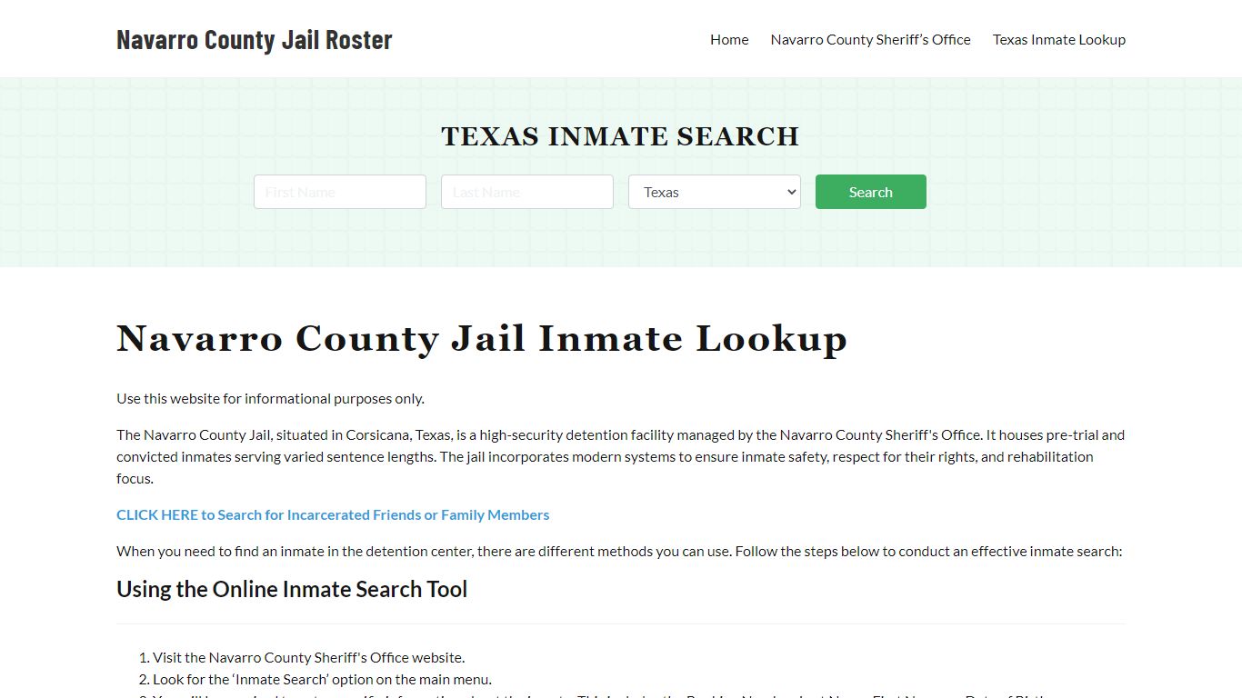 Navarro County Jail Roster Lookup, TX, Inmate Search